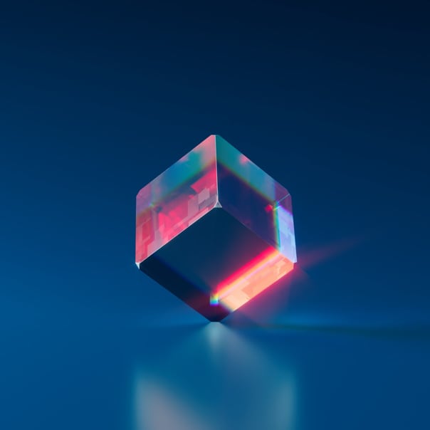 Equilibrium glass cube
